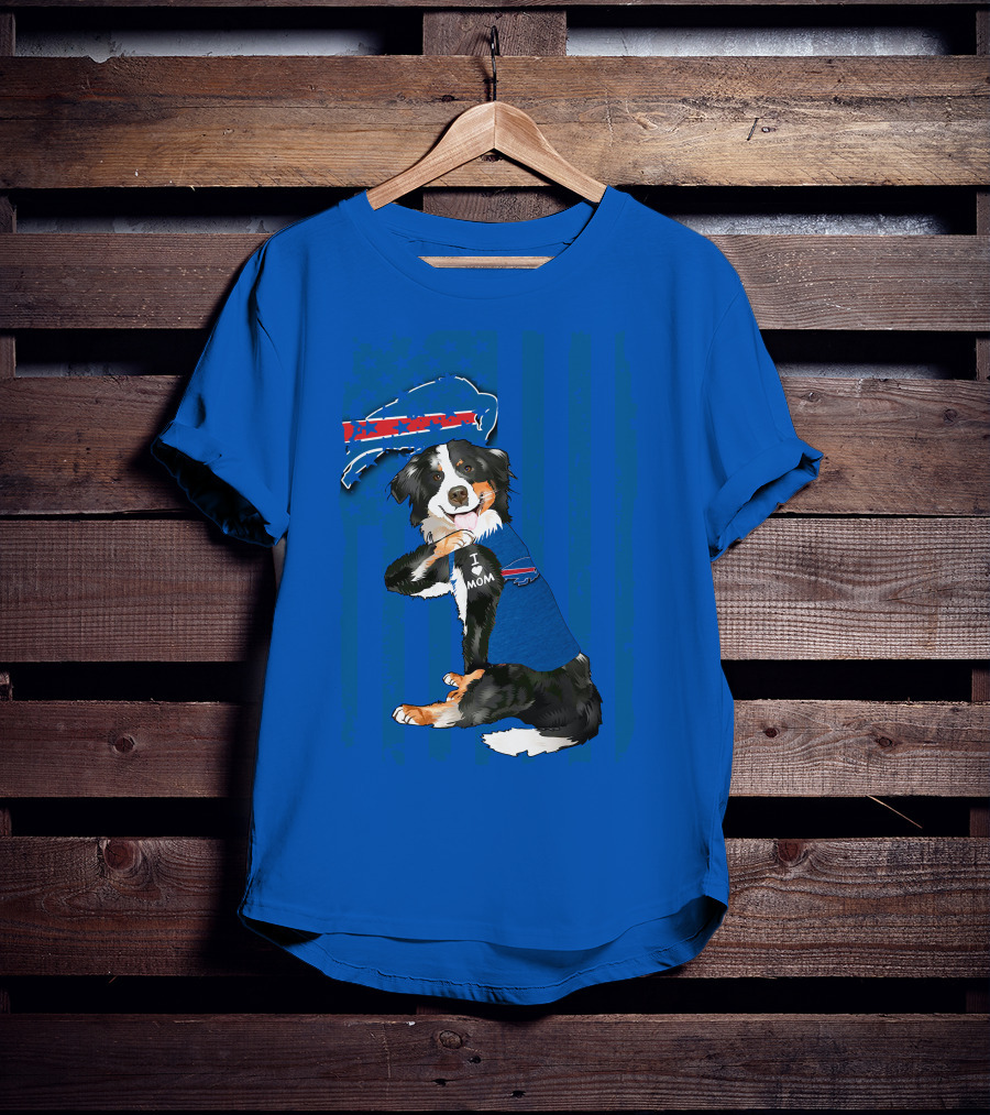 Border Collie I Love Mom Buffalo Bills Fan T-Shirt