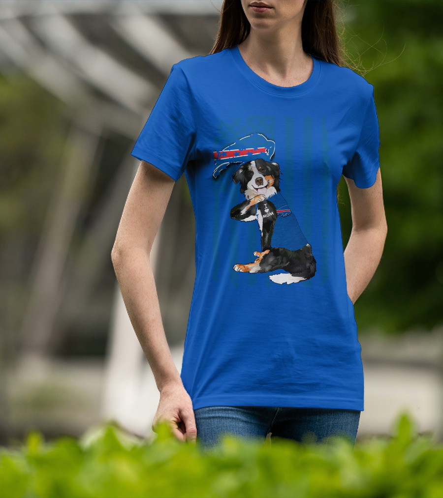 Border Collie I Love Mom Buffalo Bills Fan T-Shirt