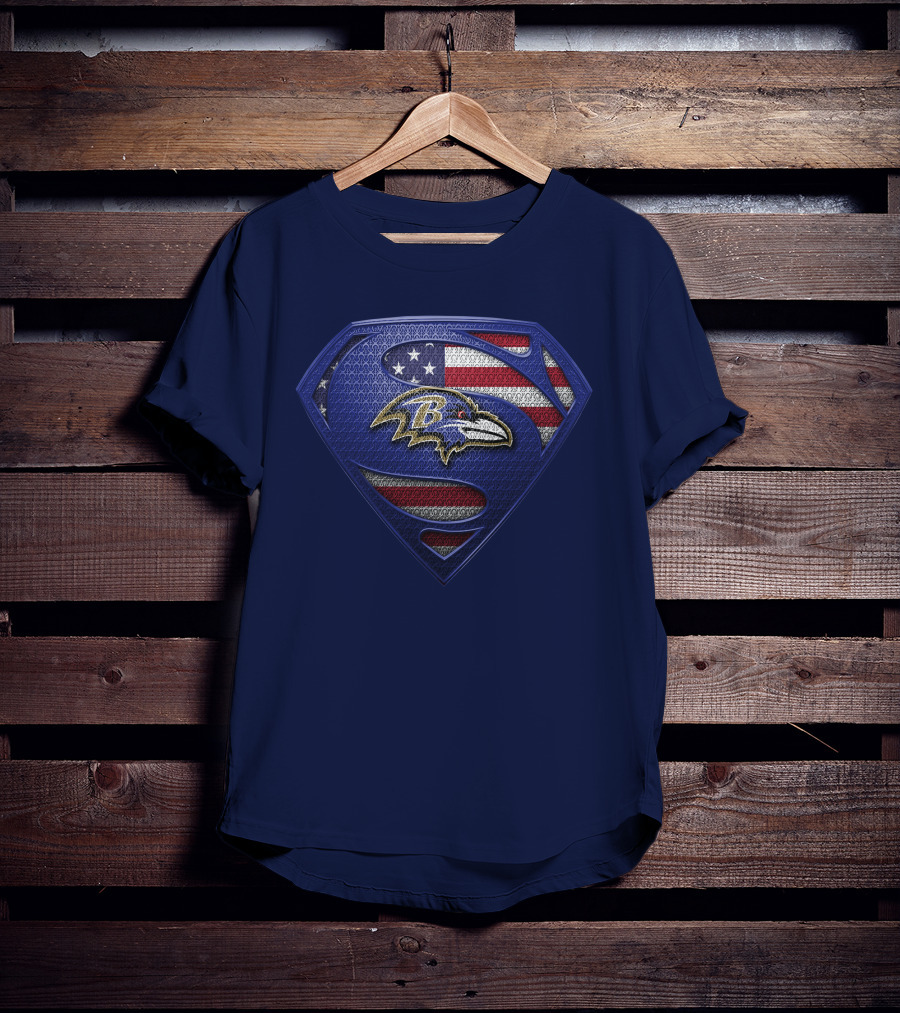 Baltimore Ravens American Flag Superman T-Shirt