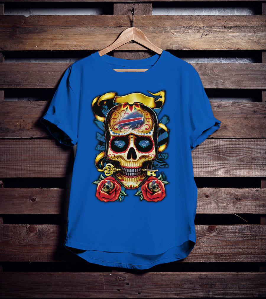 Buffalo Bills Sugar Skull Roses And Keys T-Shirt