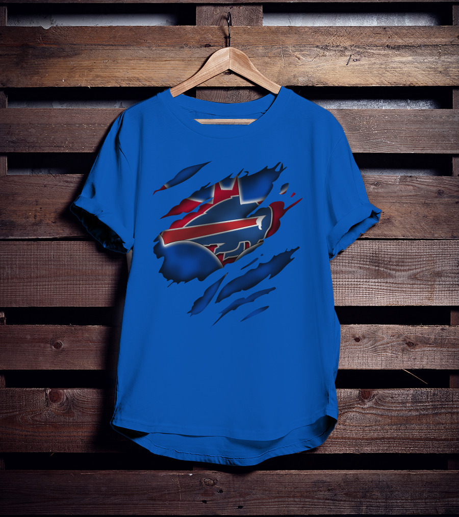 Buffalo Bills Red White Blue Logo Scratch T-Shirt