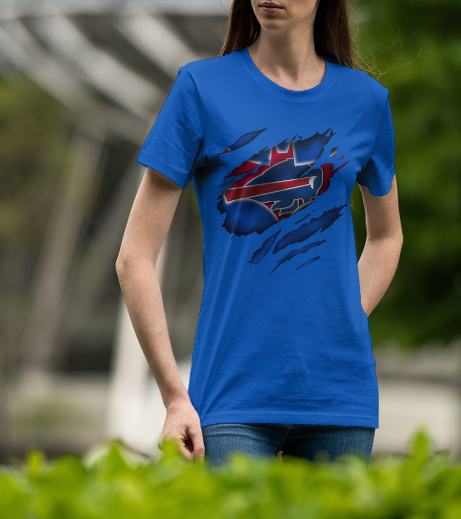 Buffalo Bills Red White Blue Logo Scratch T-Shirt