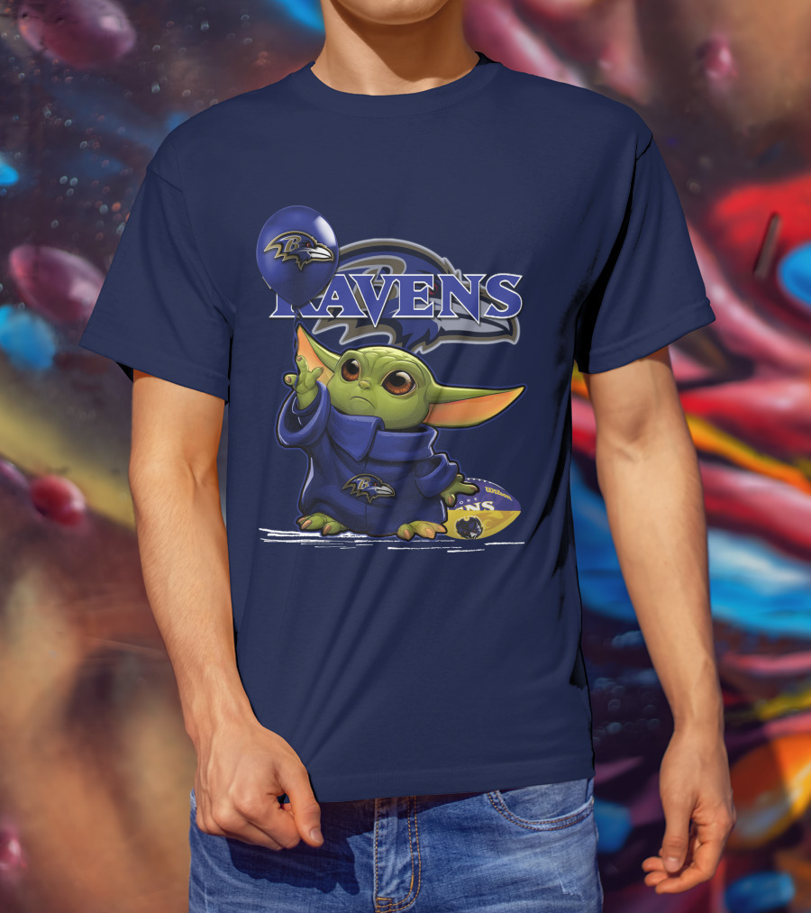 Ravens Yoda V1 Baltimore Ravens Balloon Football T-Shirt