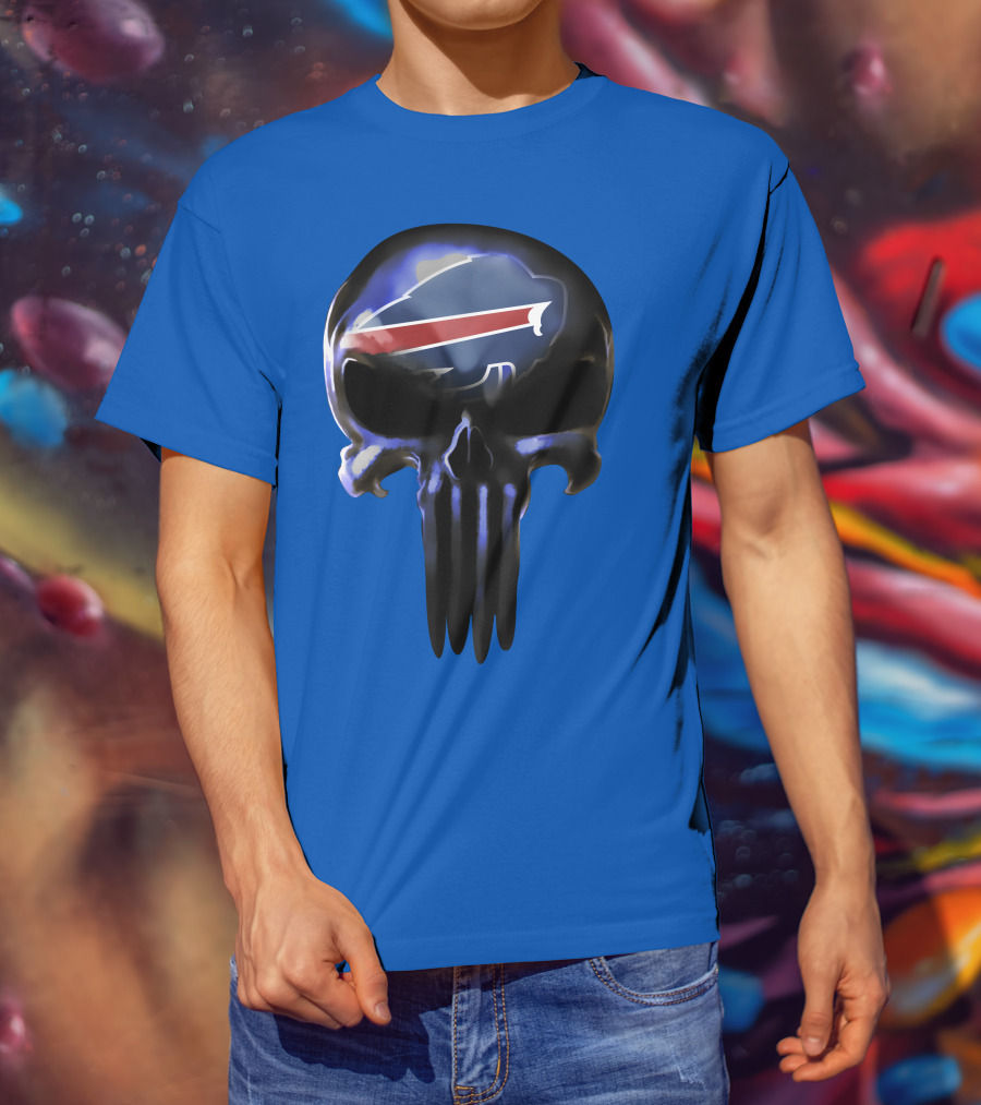 Buffalo Bills Punisher Skull Logo 49ers Crossover T-Shirt