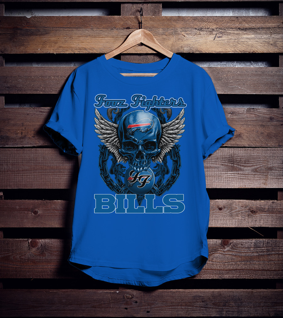 Foo Fighters Buffalo Bills Winged Skull T-Shirt