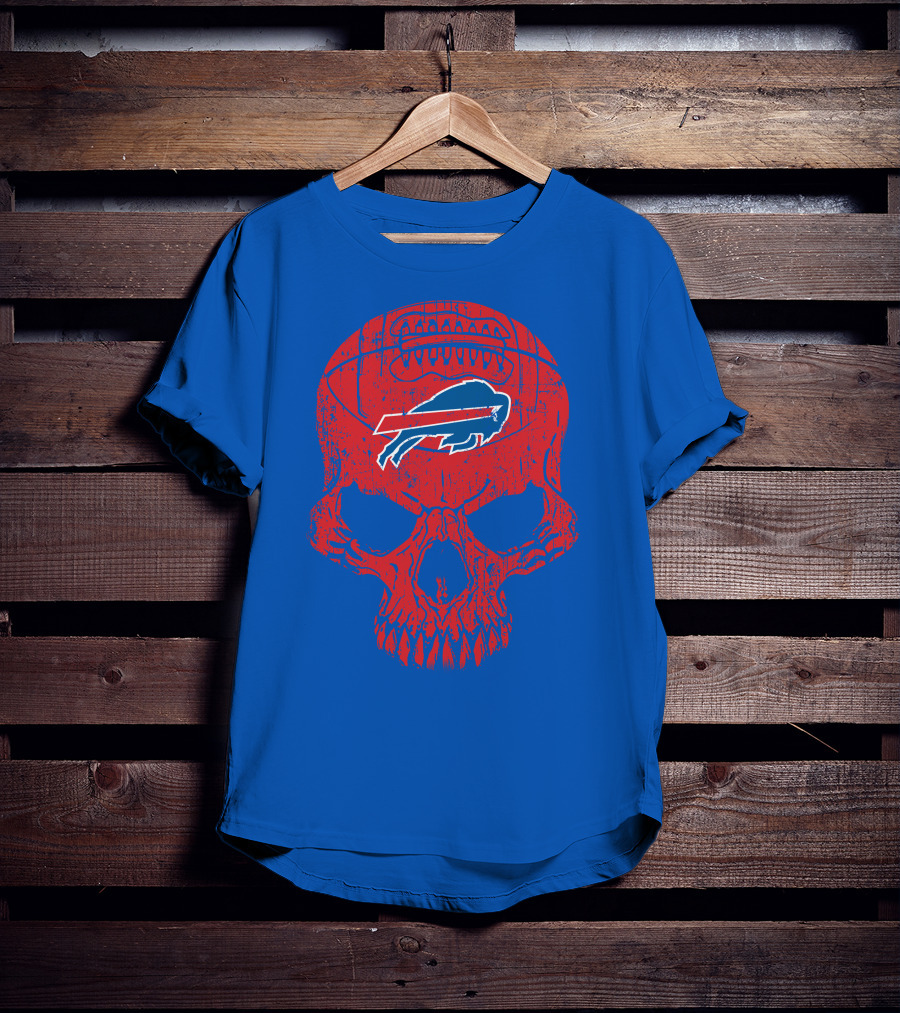 Buffalo Bills Skull Logo Football T-Shirt