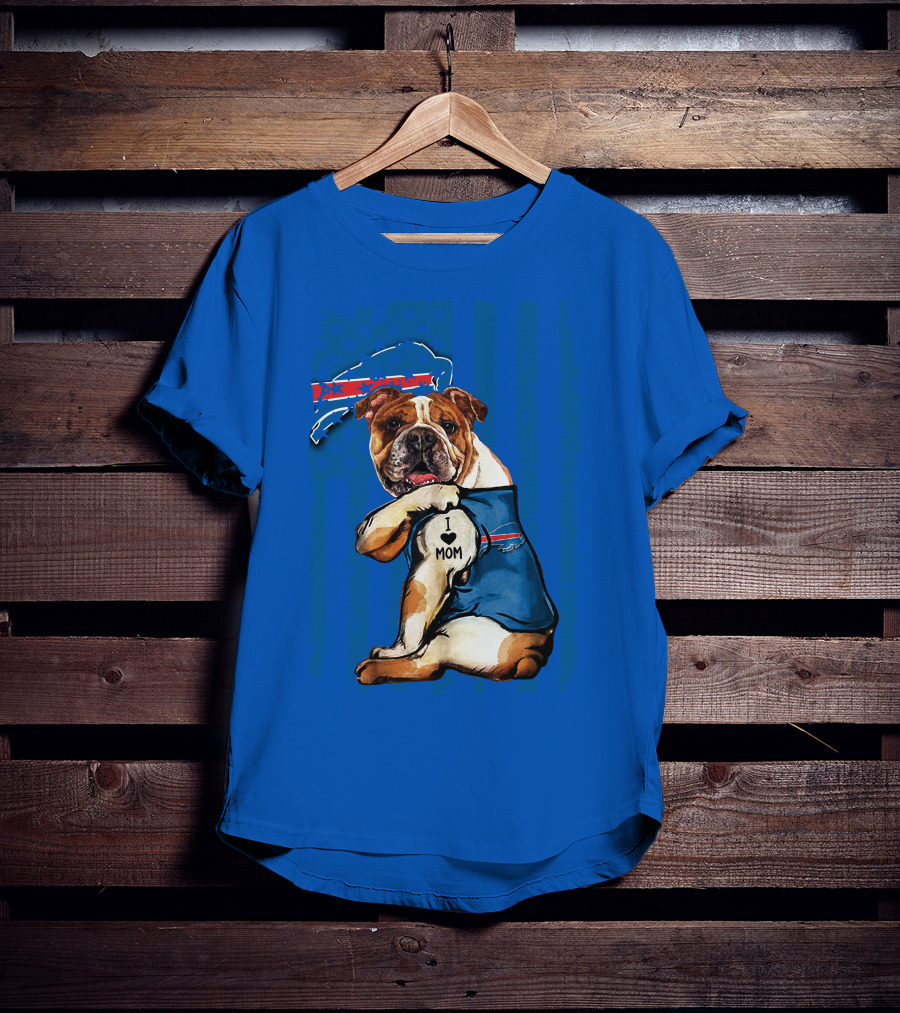 Buffalo Bills Bulldog I Love Mom Heart Nfl Fan T-Shirt
