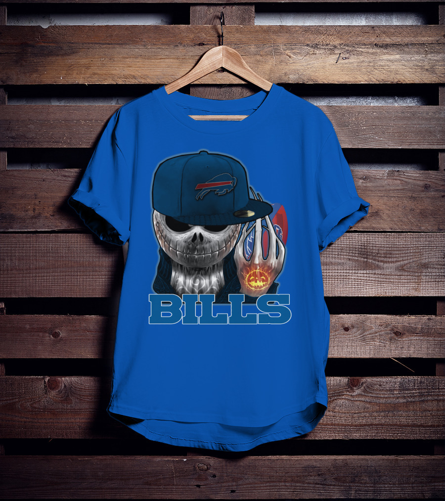 Jackskull Buffalo Bills NFL Skeleton Pumpkin Halloween T-Shirt