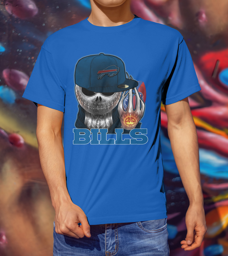 Jackskull Buffalo Bills NFL Skeleton Pumpkin Halloween T-Shirt