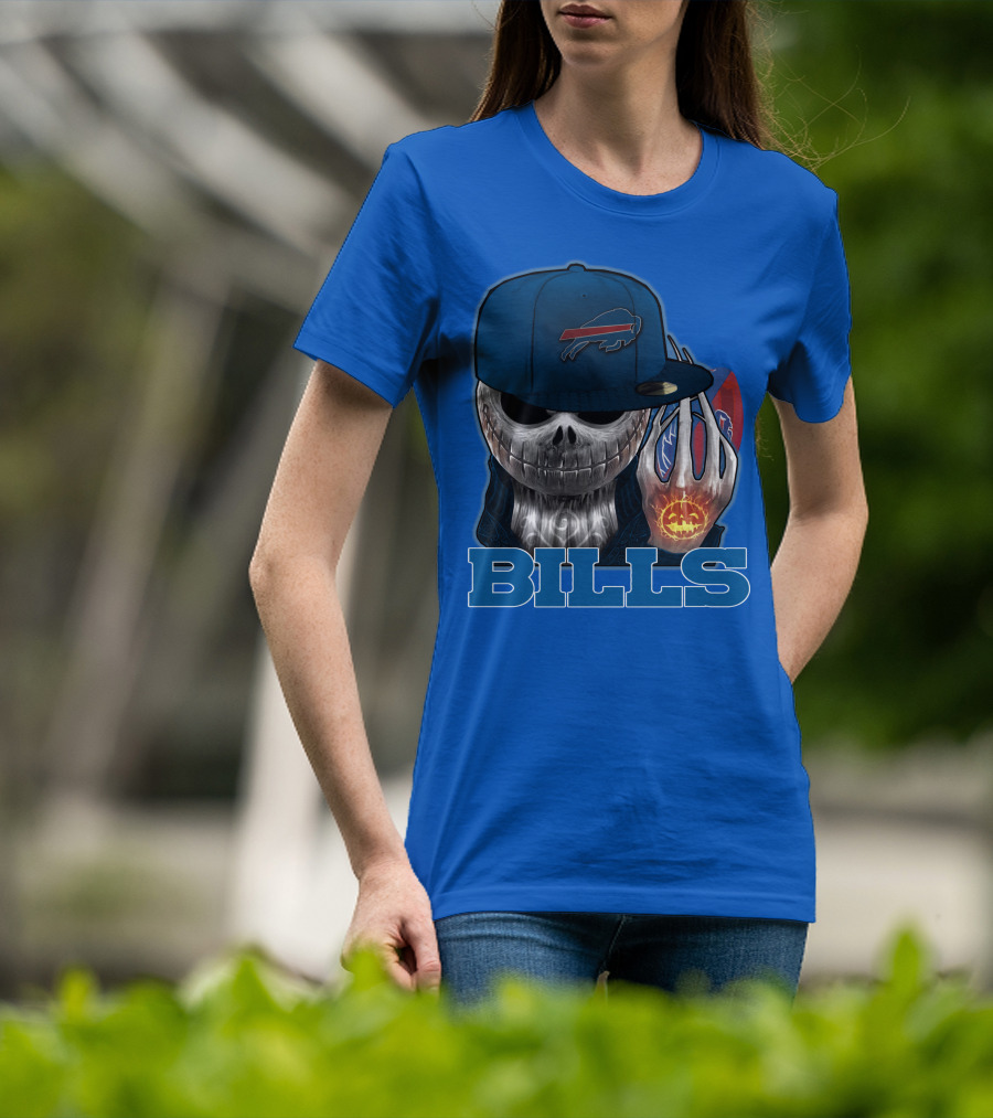 Jackskull Buffalo Bills NFL Skeleton Pumpkin Halloween T-Shirt