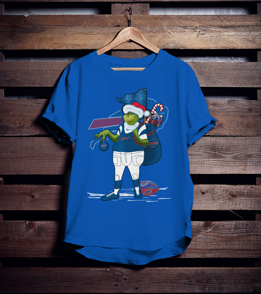 Grinchxmas Buffalo Bills Christmas Santa Football T-Shirt