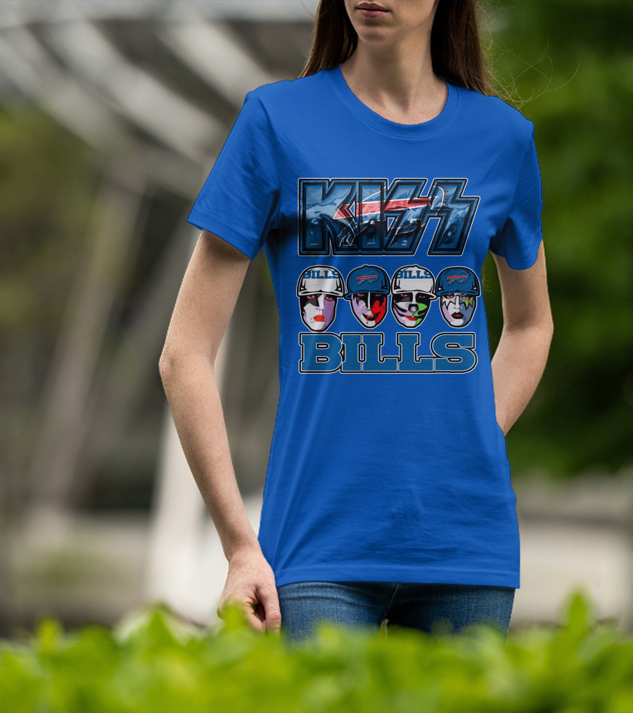 Kiss Buffalo Bills Helmets Face Paint Band Style T-Shirt