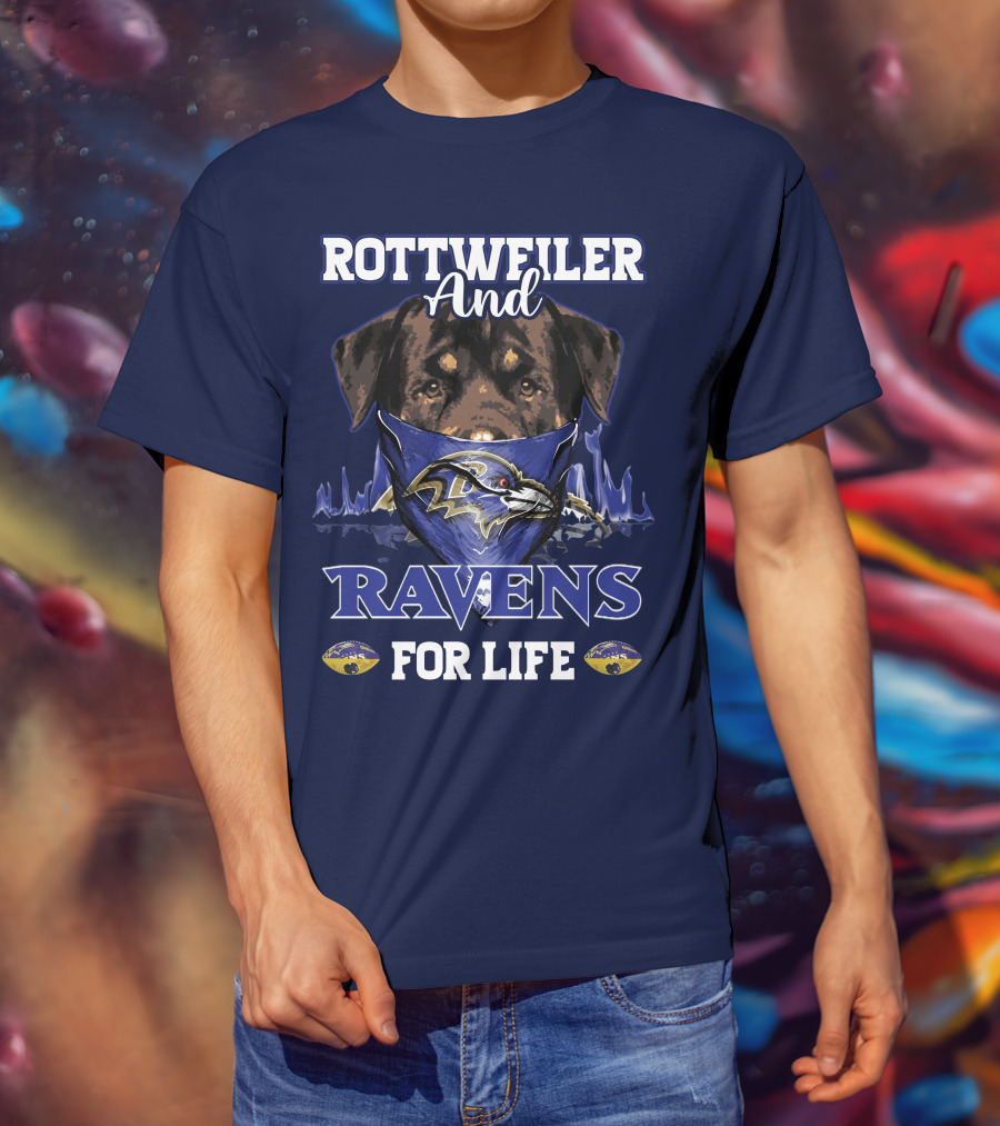 Rottweiler And Ravens For Life Baltimore Ravens T-Shirt