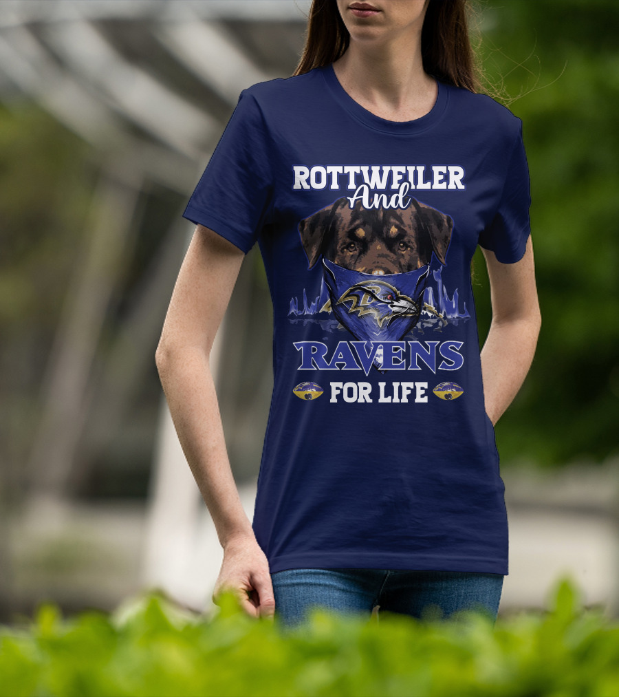 Rottweiler And Ravens For Life Baltimore Ravens T-Shirt