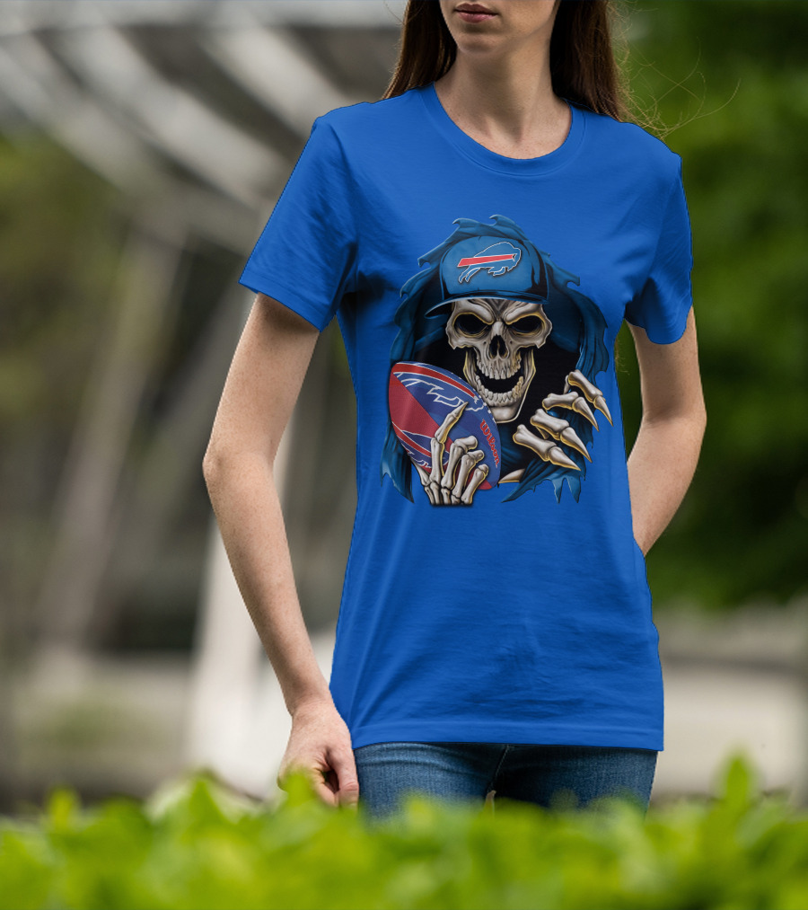 Buffalo Bills Skullbong Skeleton Football T-Shirt
