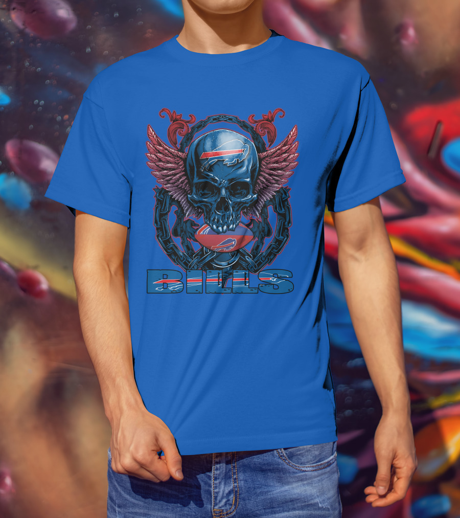 Buffalo Bills Skull With Wings And Chains T-Shirt