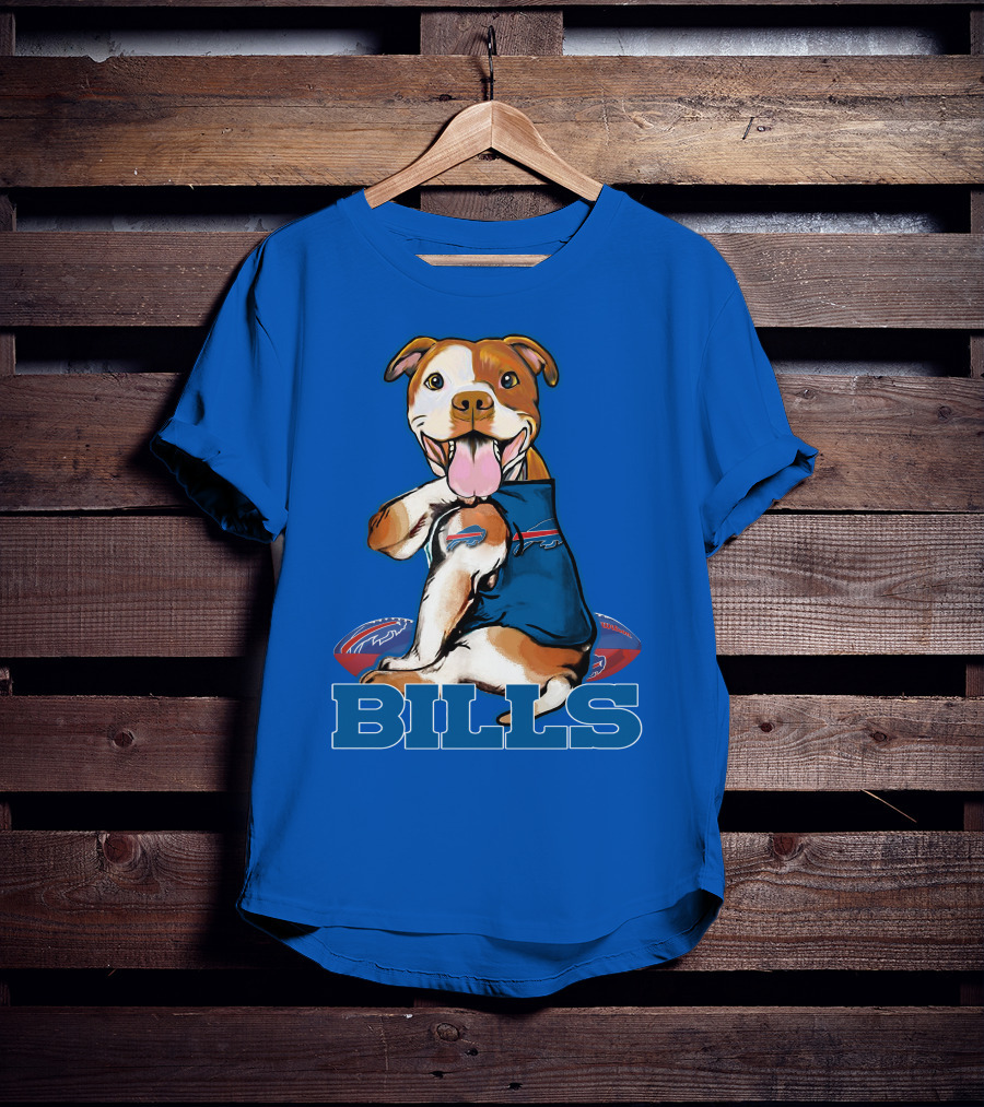 Buffalo Bills Pitbull With Footballs And Team T-Shirt