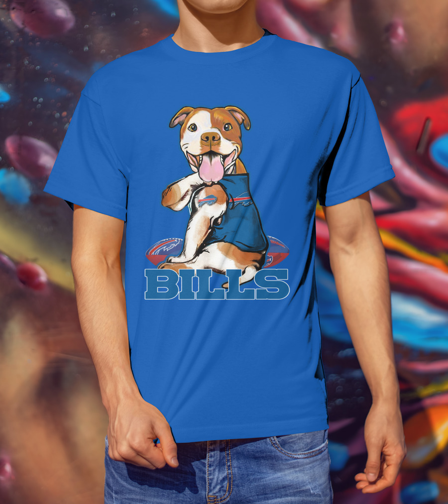 Buffalo Bills Pitbull With Footballs And Team T-Shirt