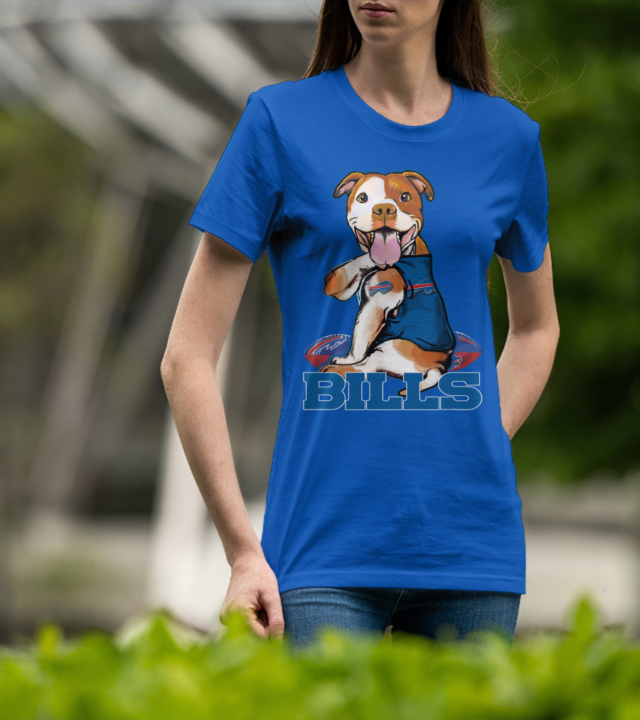 Buffalo Bills Pitbull With Footballs And Team T-Shirt