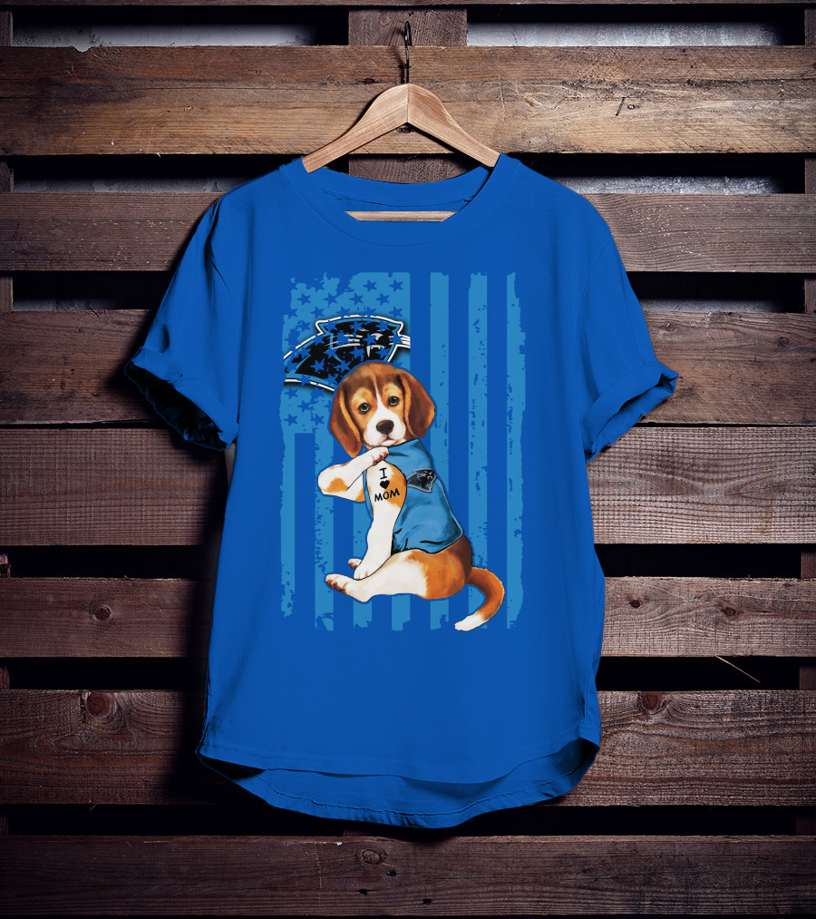 Beagle I Love Mom Carolina Panthers NFL Puppy Fan T-Shirt
