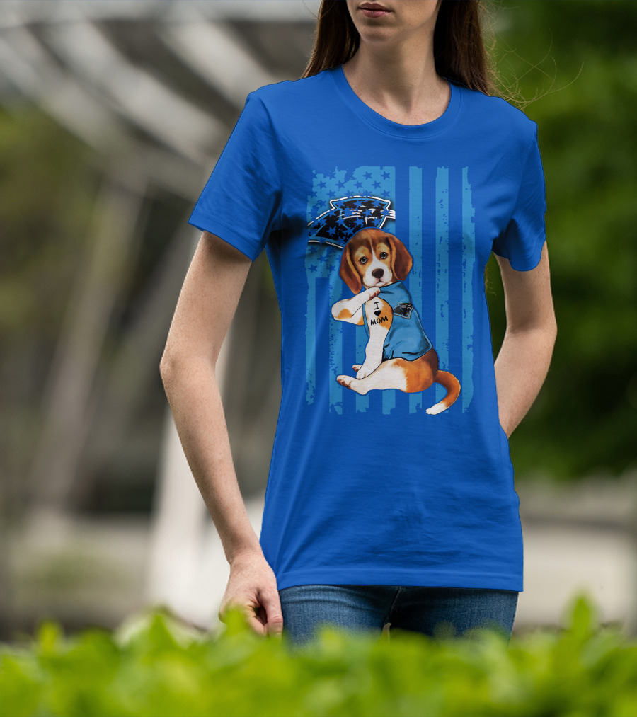 Beagle I Love Mom Carolina Panthers NFL Puppy Fan T-Shirt