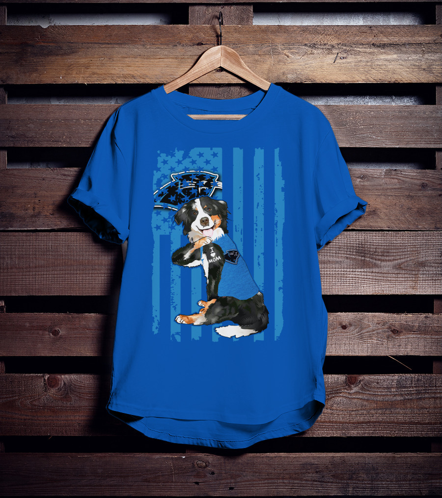 Border Collie I Love Mom Carolina Panthers T-Shirt