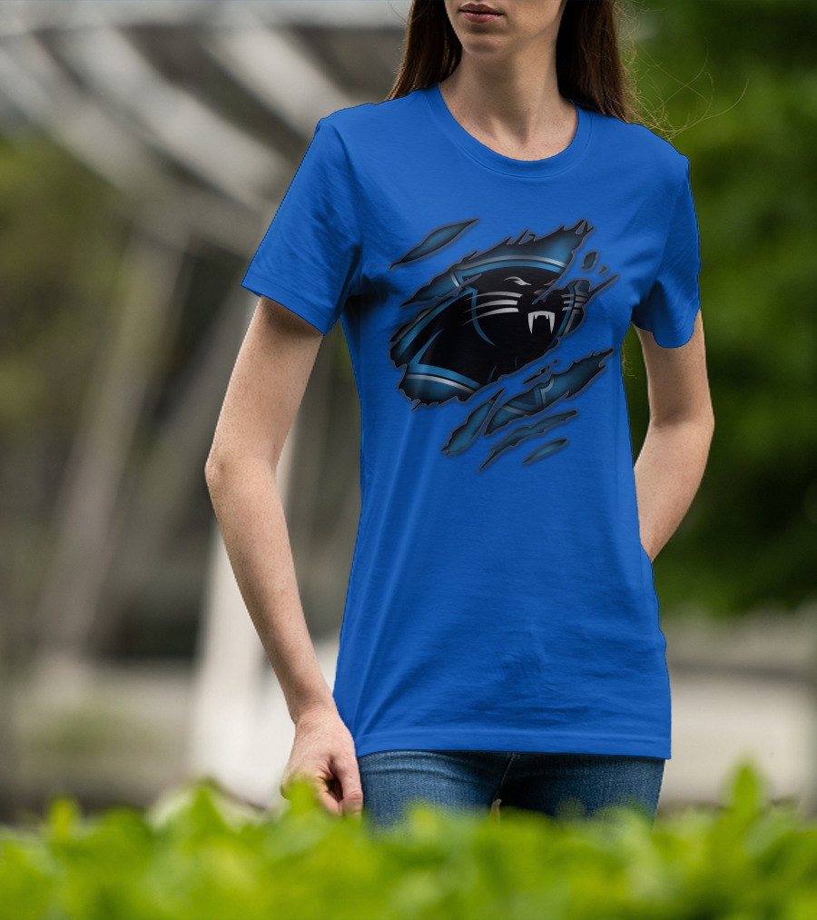 Carolina Panthers Logo Claw Marks Blue T-Shirt