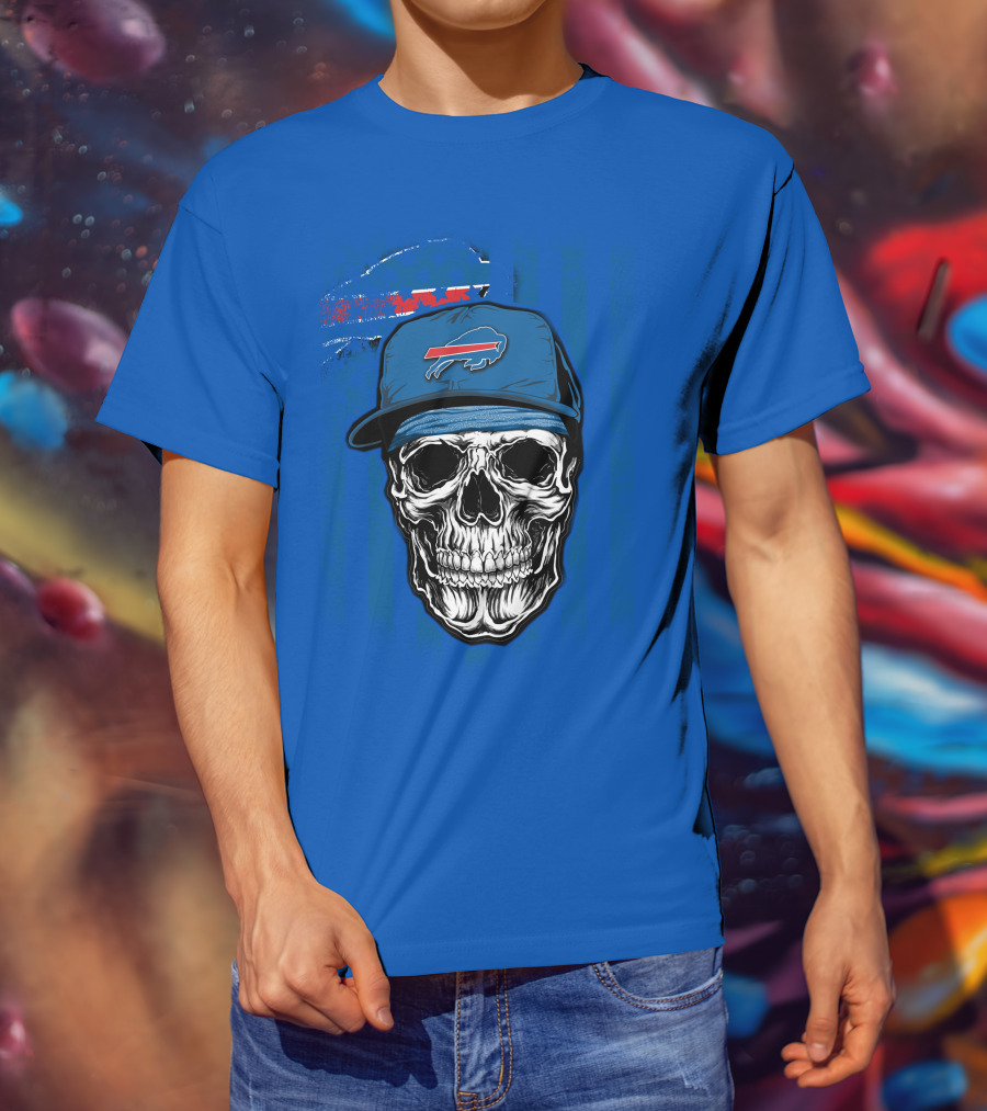 Buffalo Bills Skull With Cap T-Shirt