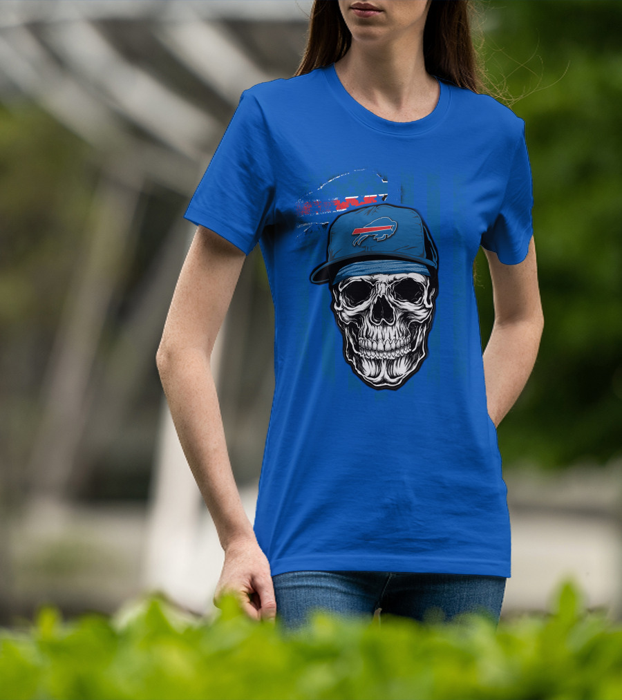 Buffalo Bills Skull With Cap T-Shirt
