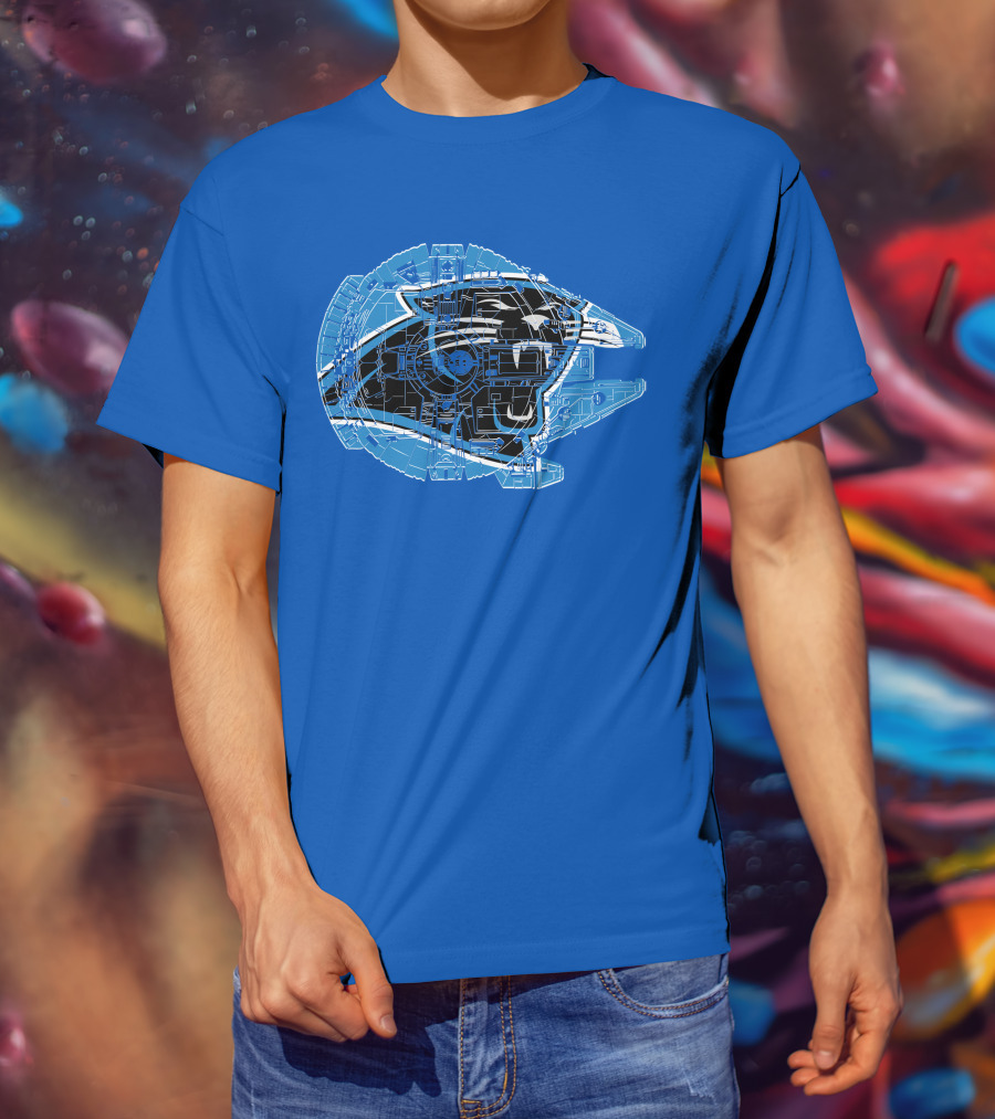 Carolina Panthers 56 Starship Blueprint Helmet T-Shirt