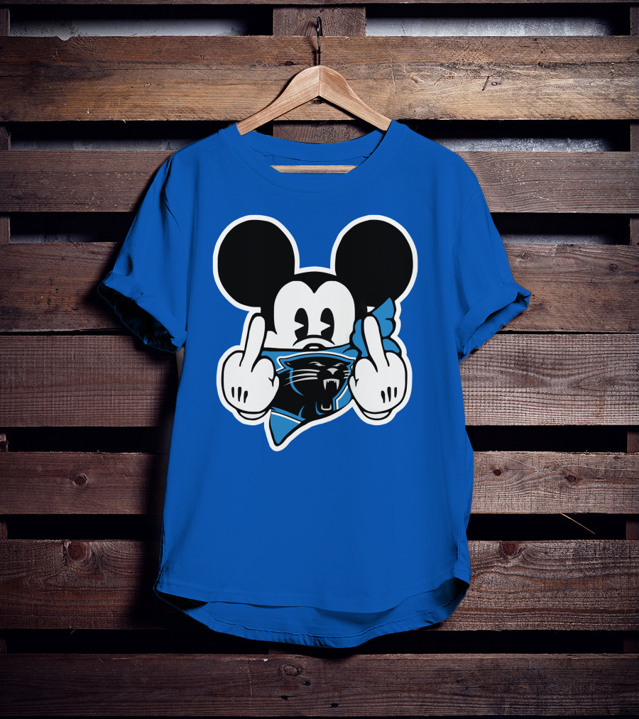 Carolina Panthers 45 Mickey Mouse Middle Finger T-Shirt