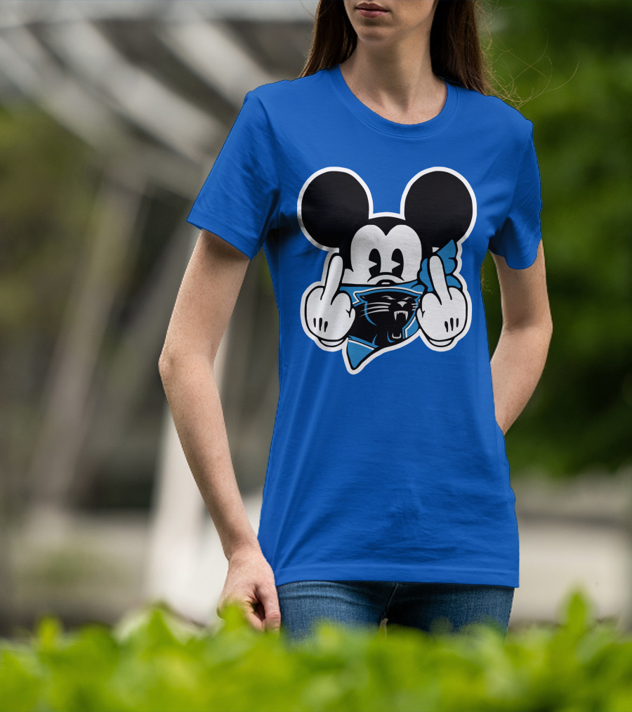 Carolina Panthers 45 Mickey Mouse Middle Finger T-Shirt