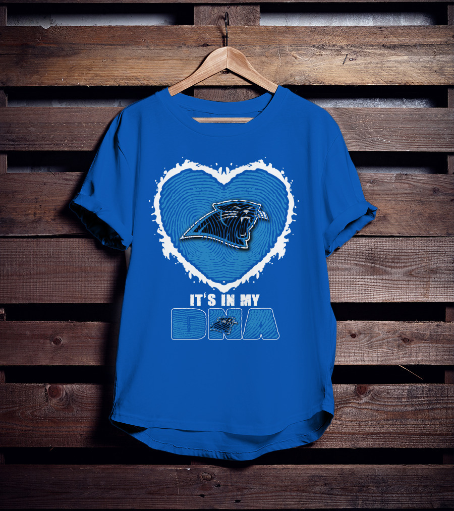 Carolina Panthers It's In My Dna Heart Fingerprint T-Shirt