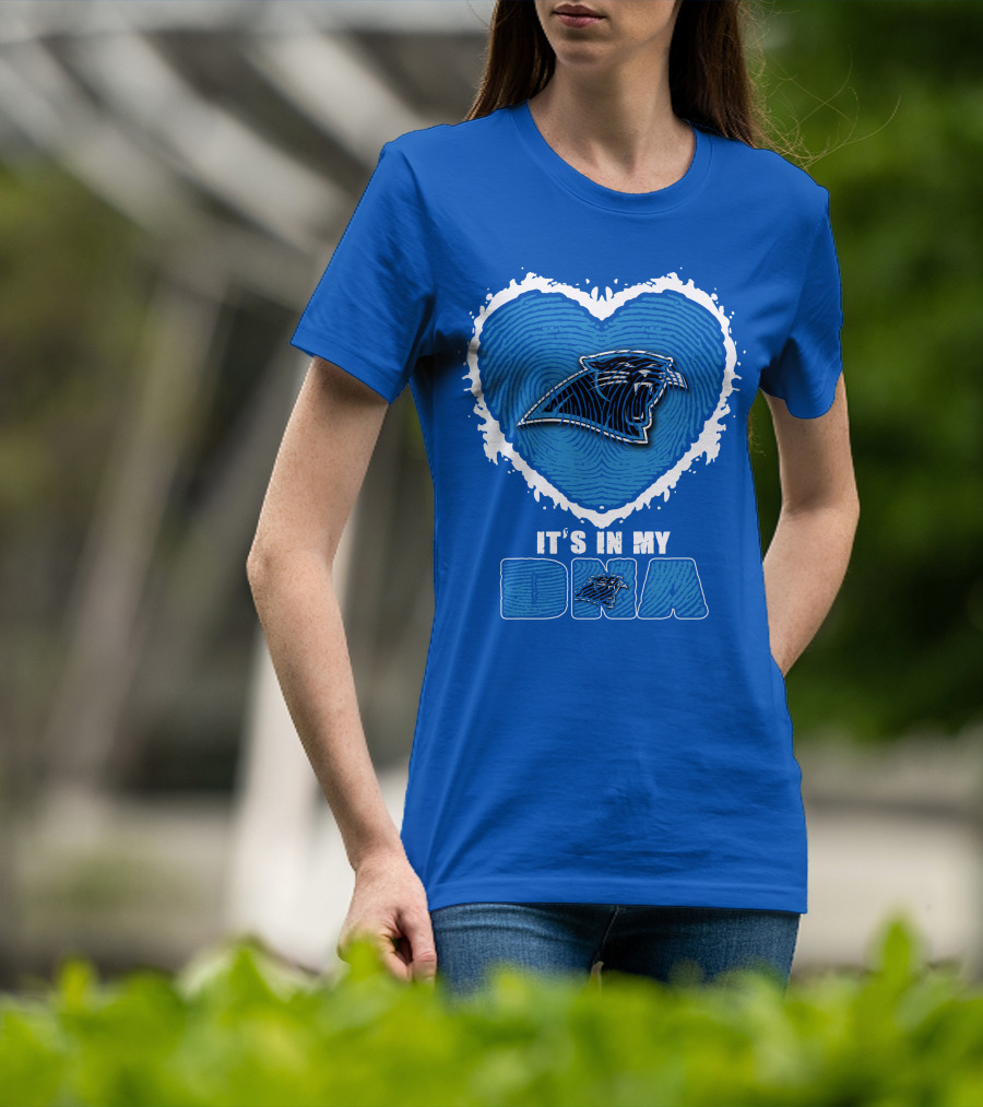 Carolina Panthers It's In My Dna Heart Fingerprint T-Shirt