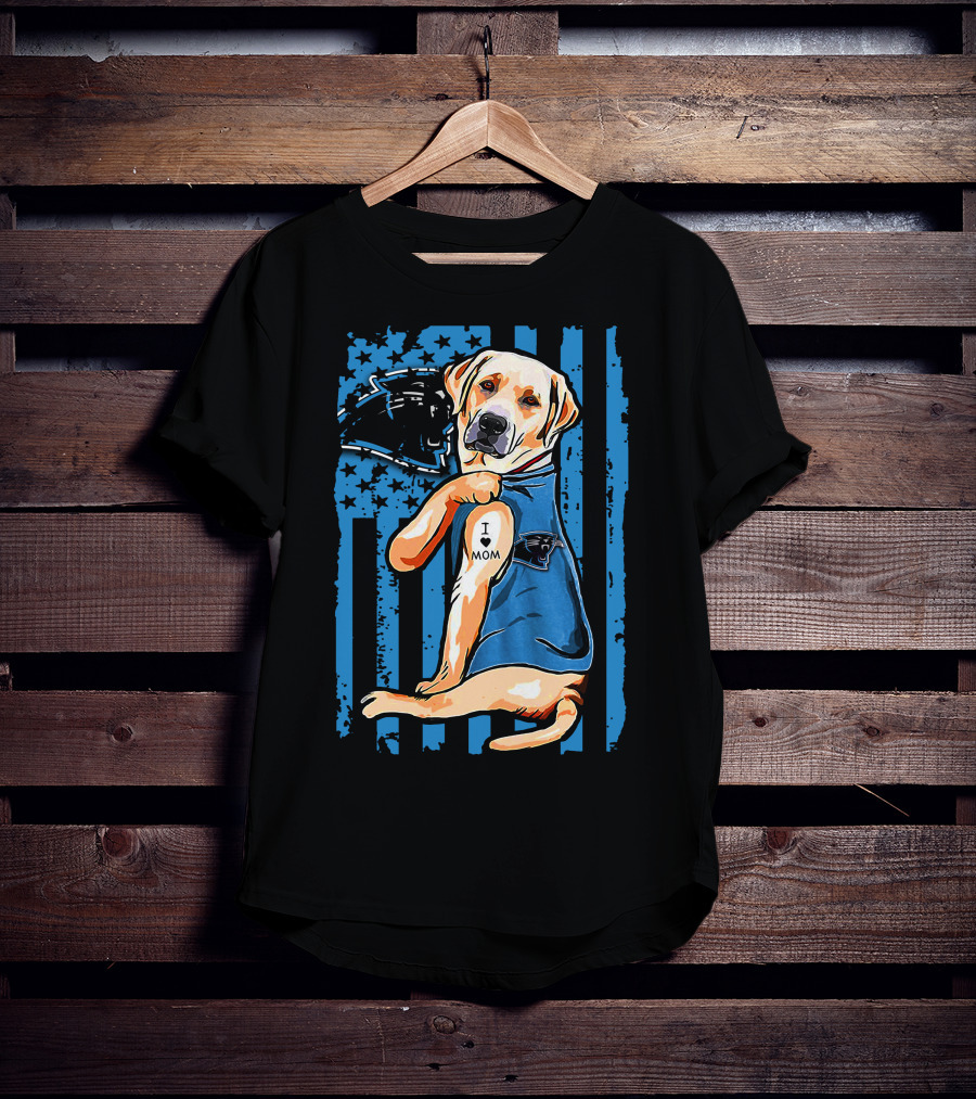 Labrador Retriever I Love Mom Carolina Panthers T-Shirt