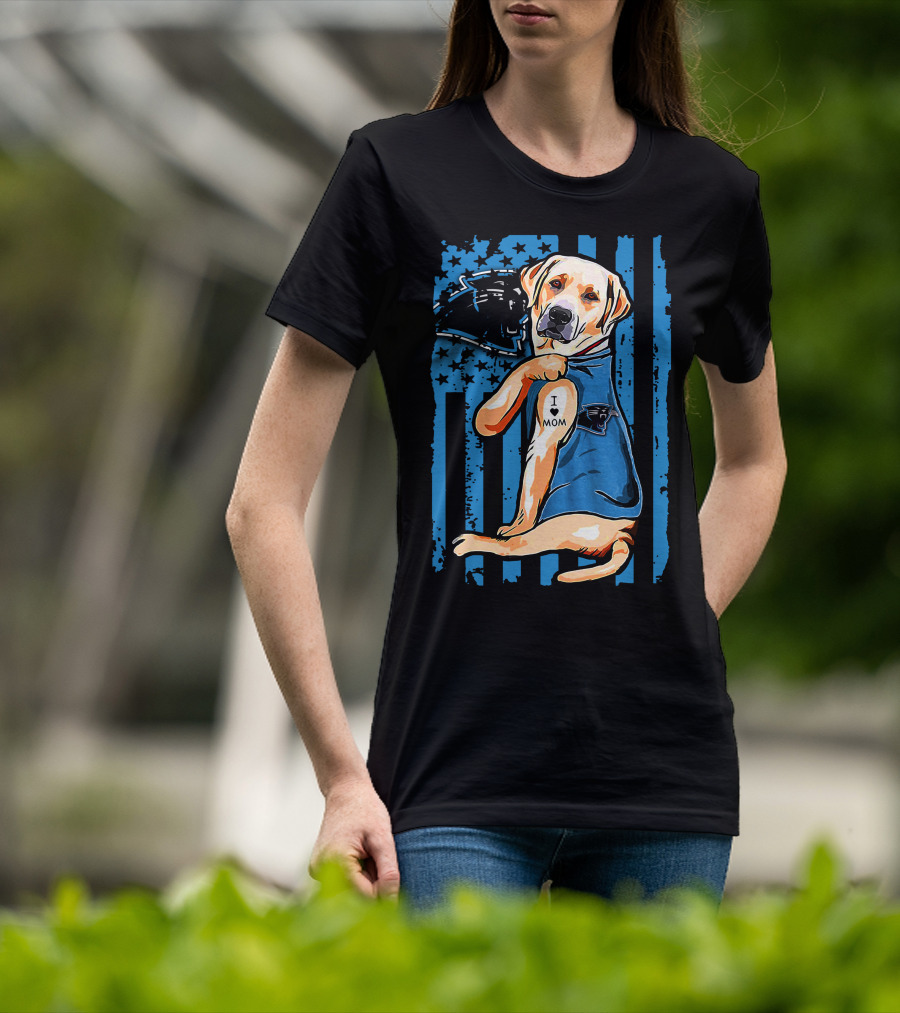 Labrador Retriever I Love Mom Carolina Panthers T-Shirt