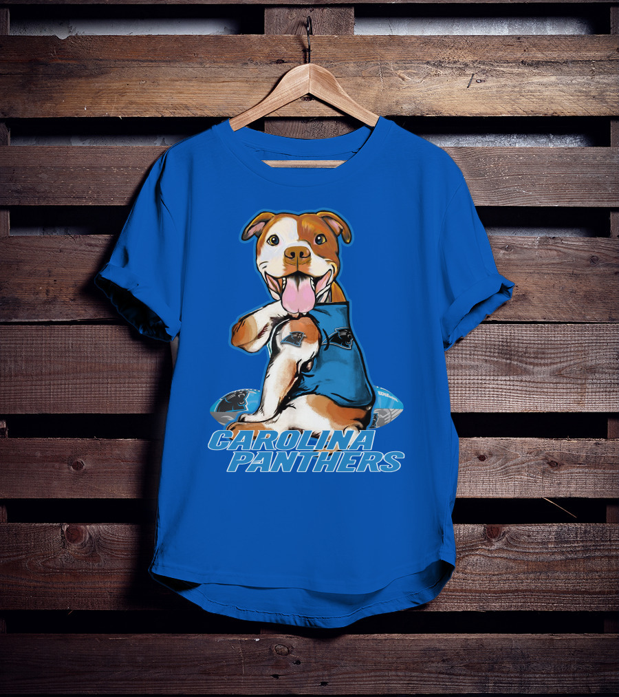 Carolina Panthers Pitbull Team Spirit With Football And Tattooed Jersey T-Shirt