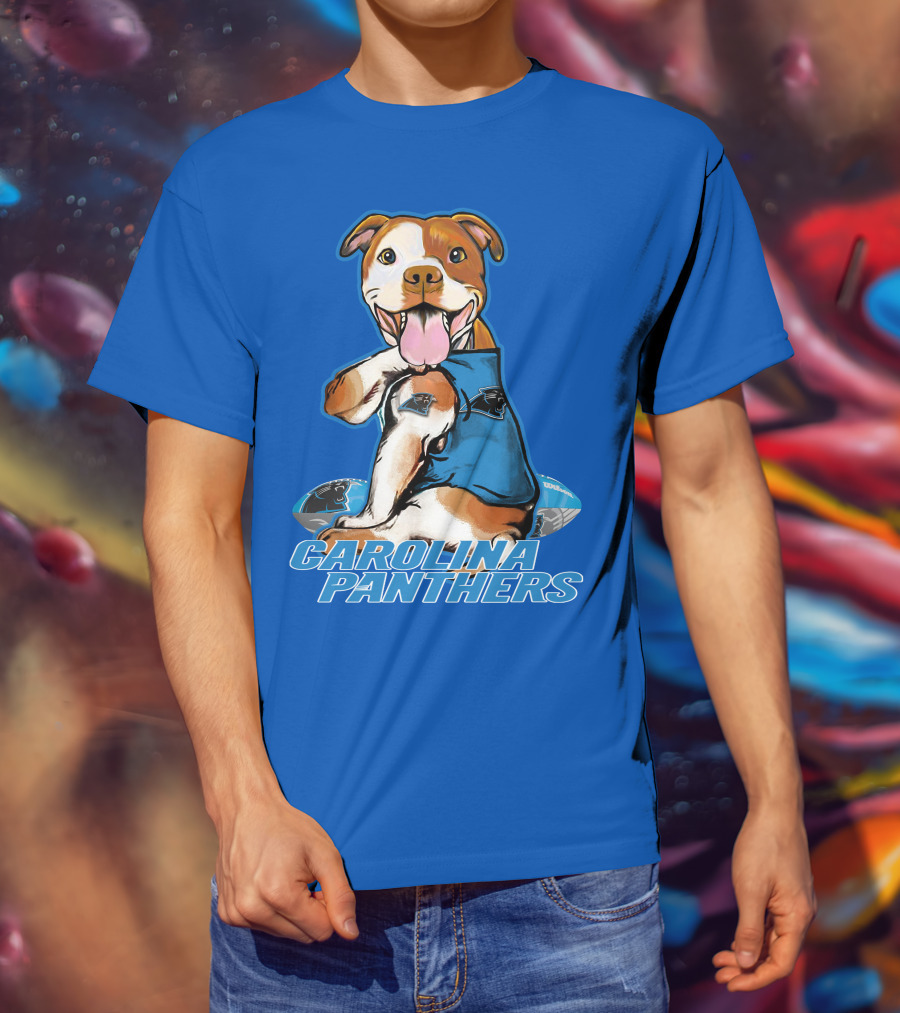 Carolina Panthers Pitbull Team Spirit With Football And Tattooed Jersey T-Shirt