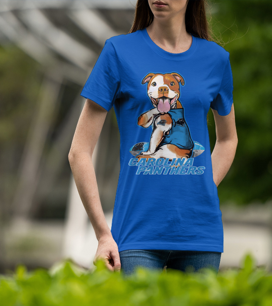Carolina Panthers Pitbull Team Spirit With Football And Tattooed Jersey T-Shirt