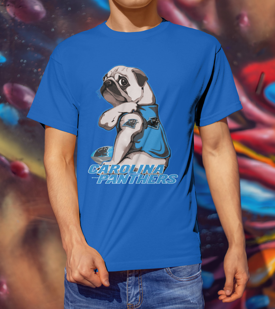 Carolina Panthers Pug With Team T-Shirt