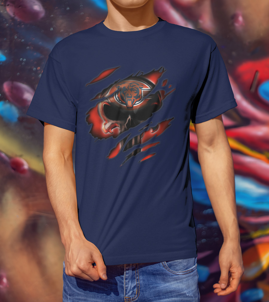 Chicago Bears 32 Skull Rips T-Shirt