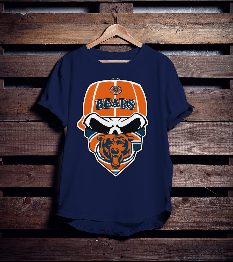 Chicago Bears 33 Skull Bandana Hat T-Shirt