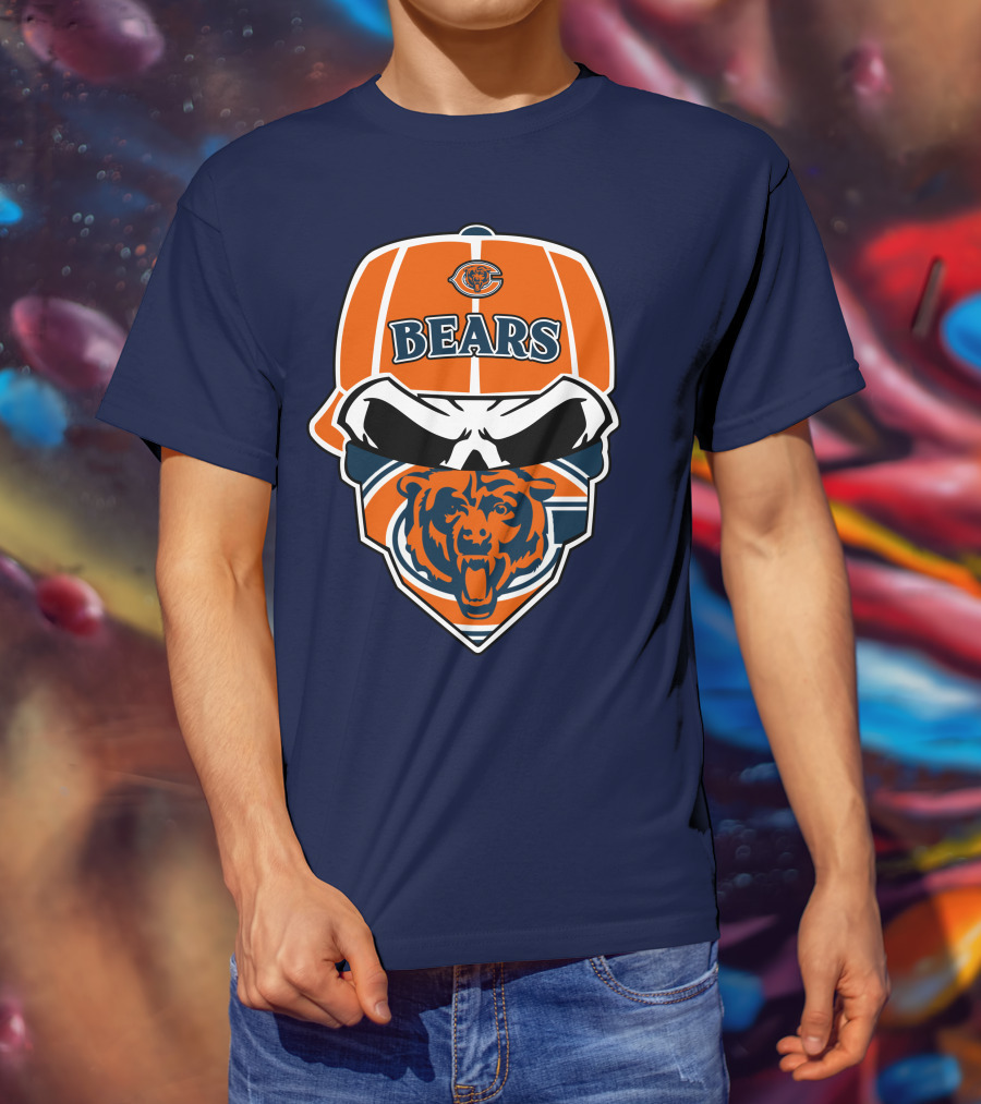 Chicago Bears 33 Skull Bandana Hat T-Shirt