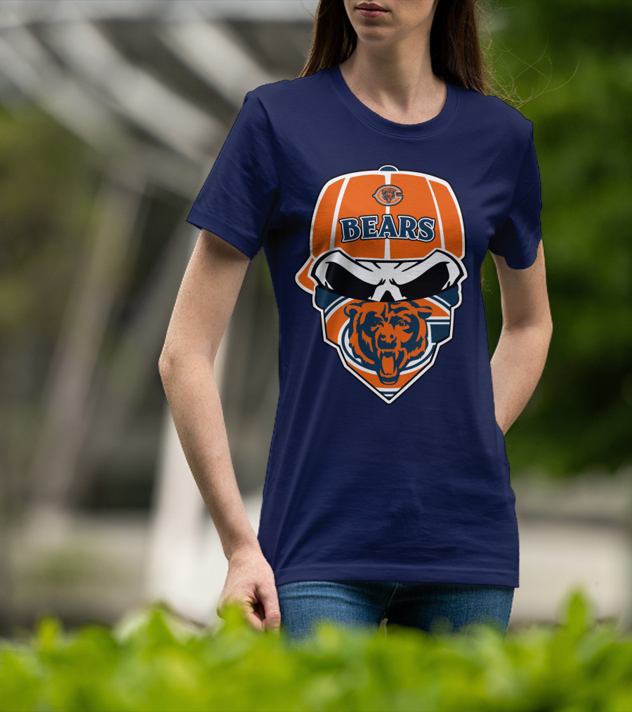 Chicago Bears 33 Skull Bandana Hat T-Shirt