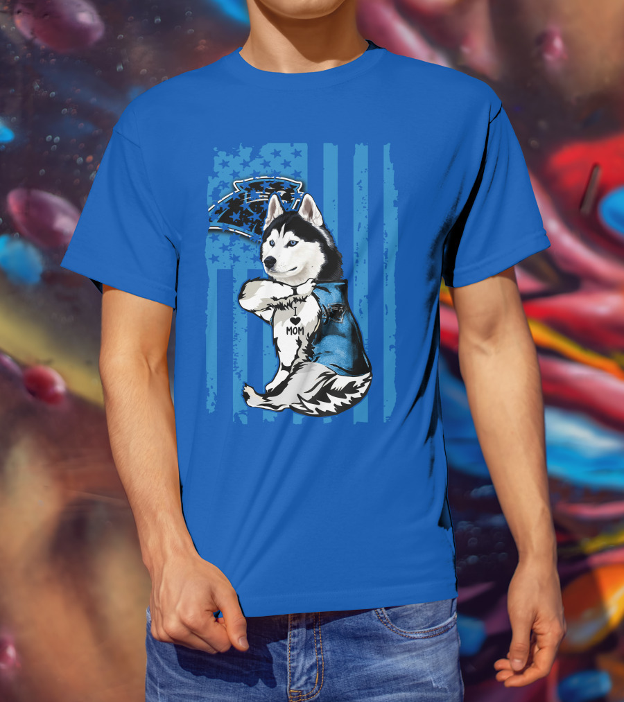 Siberian Husky Carolina Panthers I Love Mom Star T-Shirt
