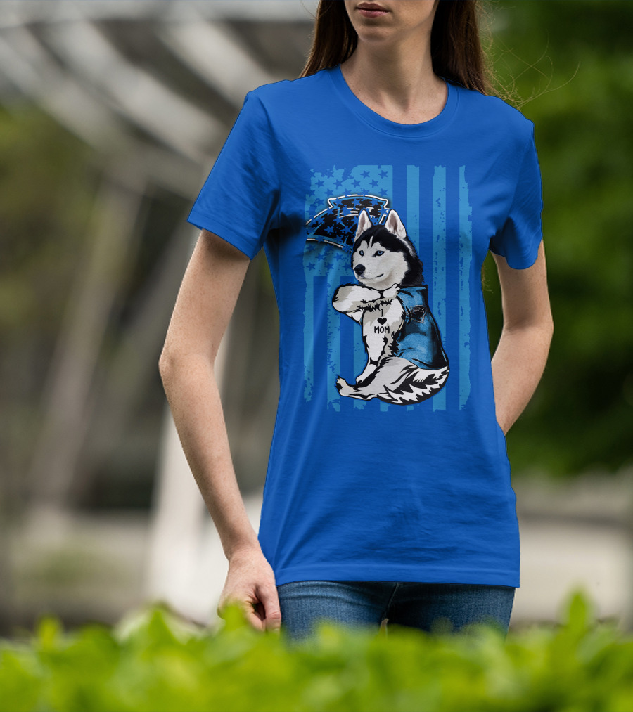 Siberian Husky Carolina Panthers I Love Mom Star T-Shirt