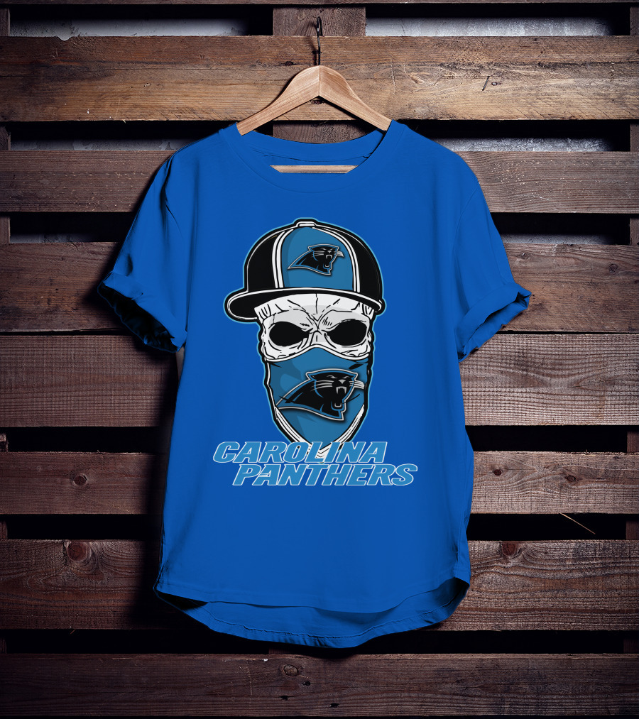 CAROLINA PANTHERS Skull Hat T-Shirt