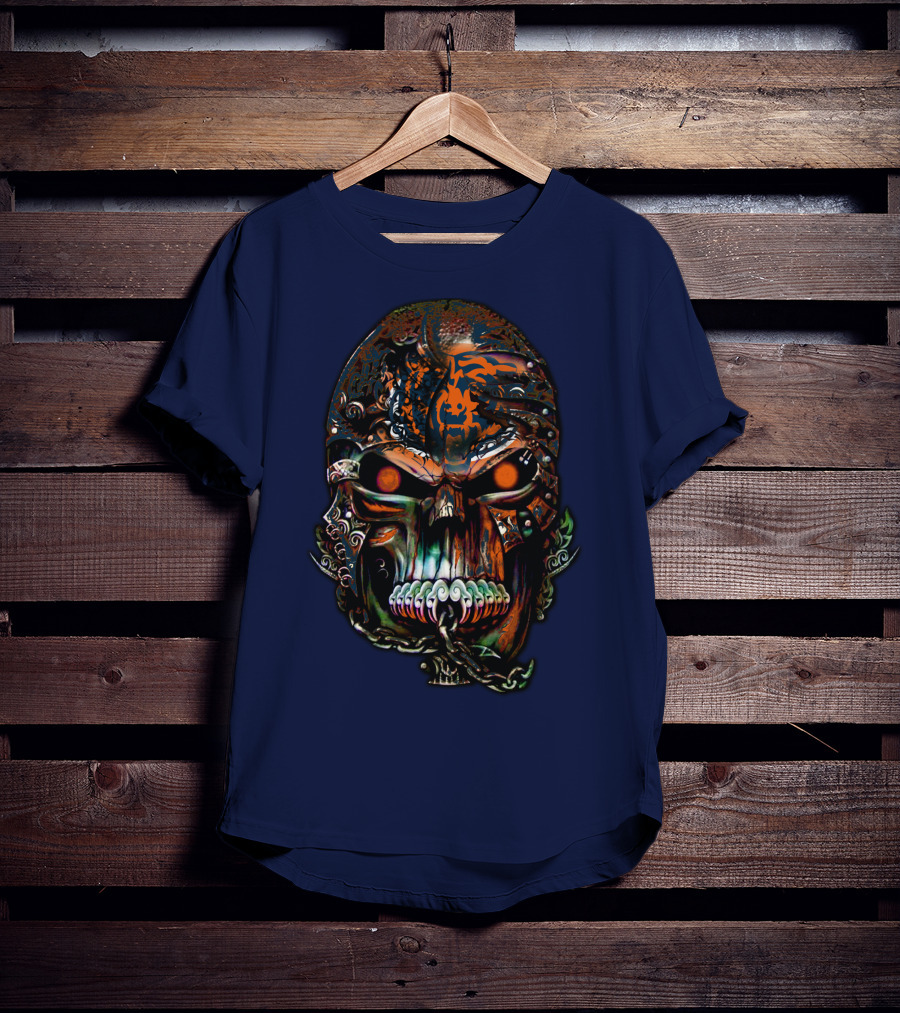 Chicago Bears Fiery Skull T-Shirt