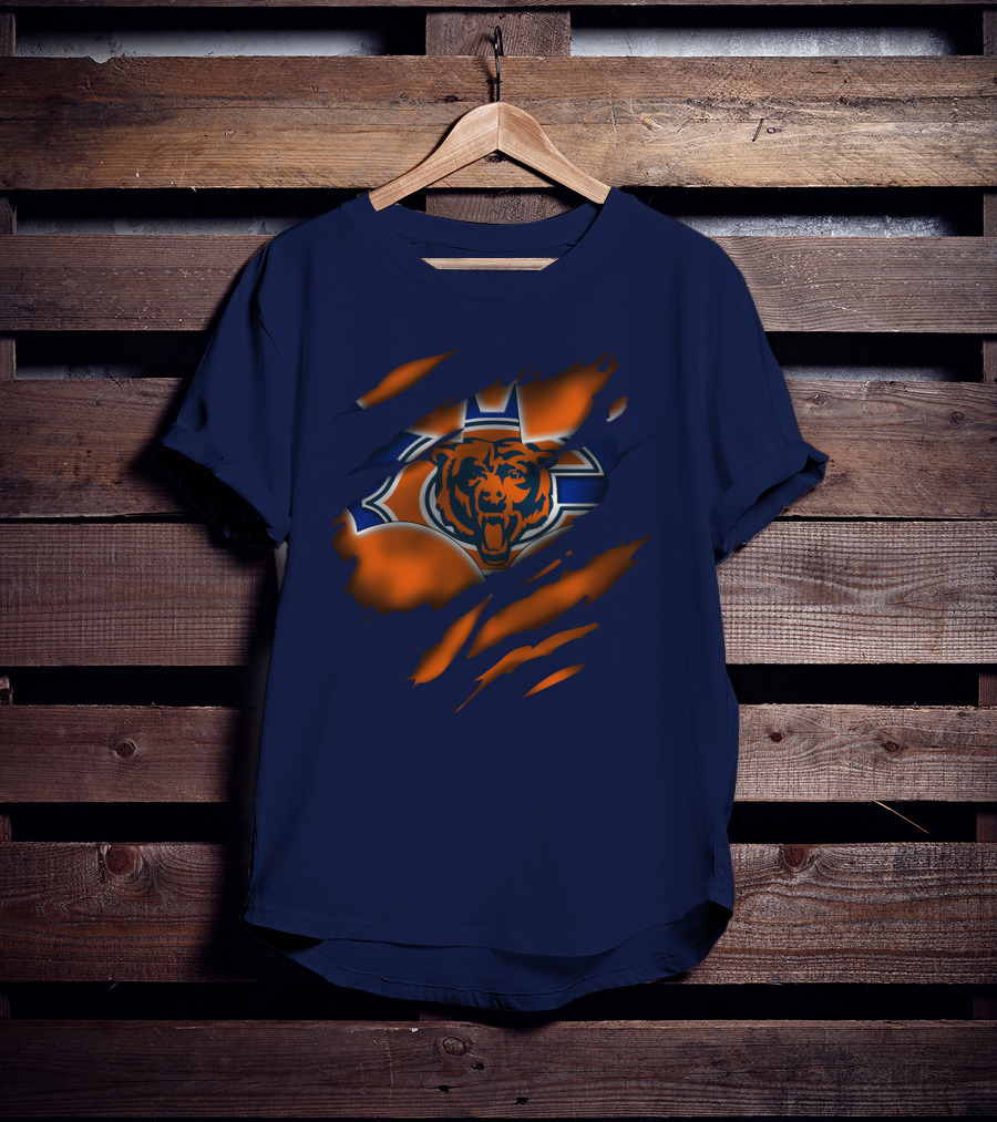 Chicago Bears 07 Vintage Logo Ripped Claw T-Shirt