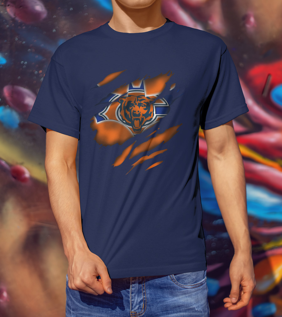 Chicago Bears 07 Vintage Logo Ripped Claw T-Shirt